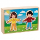 Goki Anziehpuppenpuzzle im Holzkasten Junge und Mädchen