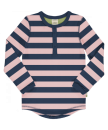 Maxomorra Shirt Slim Button Streifen Navy/Rosa