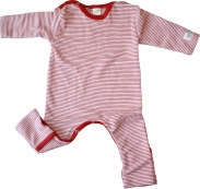 Lilano Baby Overall Wolle/Seide Rot/Natur mit Umschlägen