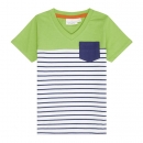 sense organics T-Shirt Grün/Streifen Navy mit Brusttasche